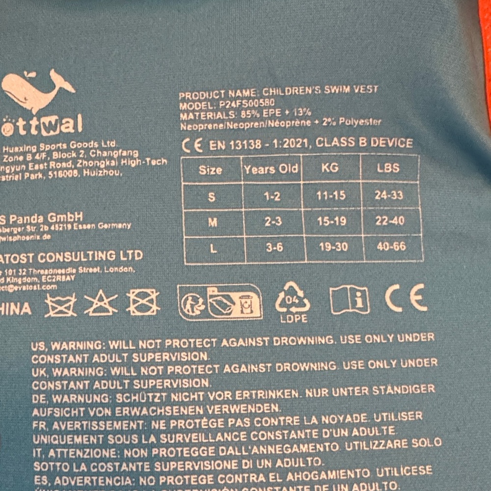 Pottwal  swim vest for a toodler boy in great condition - Picture 4 of 5